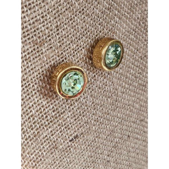 Tahari Jewelry - Green Gold Sparkling Crystal Stud Earrings By TAHARI